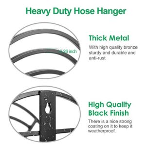 TomCare Garden Hose Holder Heavy Duty Water Hose Holder Wall Mount Hose Hanger Decorative Durable Garden Hose Storage Hose Reel Solid Metal Hose Stand Sturdy Hose Holders for Outside Yard, Black