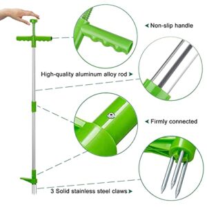 Weed Puller Tool - Stand Up Heavy Duty Weeder Hand Tool - Standing Weed Root Removal Tool Plucker Dandelion Puller - 39" Long Handle Garden Weeding Tool with 3 Claws for Garden Backitchen