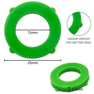 Yanwoo 50pcs Green Leak Preventing Silicone Washer Gasket for Standard 3/4" Garden Hose Fittings, Nozzles and Water Faucet, Pack of 50