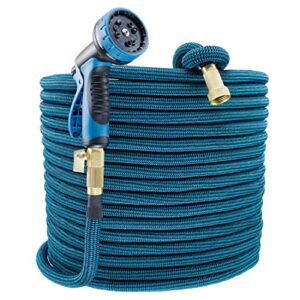 200 ft garden hose thickened retractable, retractable, collapsible outdoor water hose 3/4″, lightweight latex material, pure copper fittings, with 10 function nozzles (200)