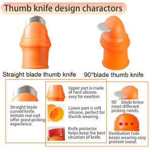 Gardening Thumb Knife with Case, Finger Pruner for Gardeners, Finger Knife-Plants Picking Trim Tools, Orange Thumb Cutter Gardening Tools Kit for Picking Plant Fruit Vegetable