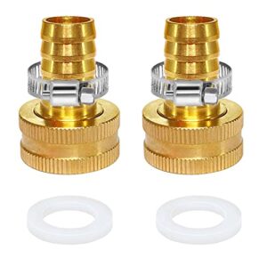 youho garden hose adapter swivel fitting ght 3/4 to 1/2 hose drip irrigation tubing to faucet – reusable connector fittings for most rain bird, orbit, dig, toro 7/16 or 1/2 tubing x 3/4″ ght(2pcs)