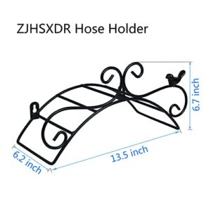 ZJHSXDR Hose Holder, Heavy Duty Metal Hose Hanger Wall Mount, Hook for Garden Hose/Expandable Hose/Hose Reel/Water Hose (Black，2 PCS)