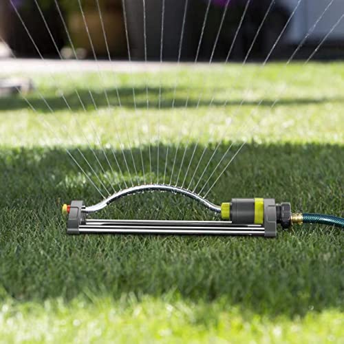 HH Together Metal Oscillating Garden Sprinkler 17 Clog-Resistant Brass Nozzles and Rust-Proof Aluminum Base, Large Area Watering Coverage, Great for Lawn, Front or Back Yard Sprinkling