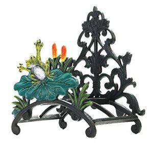sungmor cast iron heavy duty garden hose holder – decorative hand-painted frog wall mounted water hose hanger – wall decoration hanging hose rack – hose reel storage butler – metal hose stand
