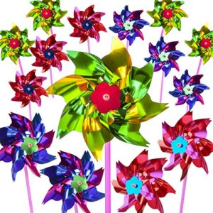 proloso 24 pack plastic pinwheels for kids party favors diy lawn windmill set pinwheels for yard and garden