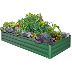 ohuhu metal raised garden beds for vegetables, 8x3x1 ft reinforced galvanized rustproof steel raised garden boxes with baking varnish, heavy duty planter box bed for growing flowers herbs succulents