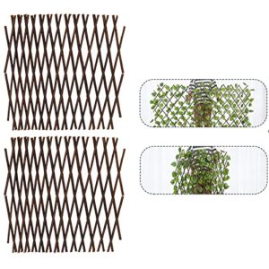 2PCS Natural Willow Trellis, Expandable Plant Support, Plant Climbing Lattice, Outdoor Decorative Wood Trellis Fence Wall Panel, Garden Trellis for Vine Ivy Rose Cucumbers Clematis