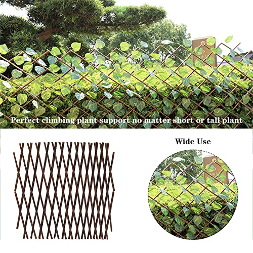 2PCS Natural Willow Trellis, Expandable Plant Support, Plant Climbing Lattice, Outdoor Decorative Wood Trellis Fence Wall Panel, Garden Trellis for Vine Ivy Rose Cucumbers Clematis