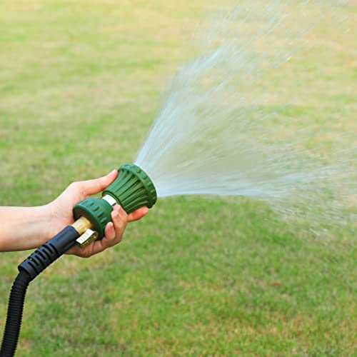 HOSUN Garden Hose Nozzle, Fireman Style Hose Nozzle, Heavy Duty Brass Hose Nozzle, Leak Proof & Best High-Pressure Sprayer for Plants Watering, Car Washing, Pet Washing, etc. (Green)