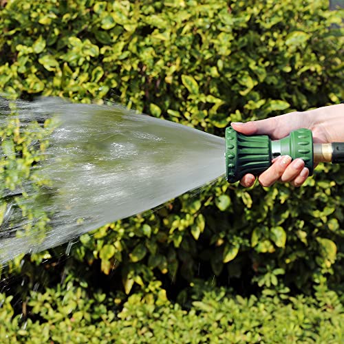 HOSUN Garden Hose Nozzle, Fireman Style Hose Nozzle, Heavy Duty Brass Hose Nozzle, Leak Proof & Best High-Pressure Sprayer for Plants Watering, Car Washing, Pet Washing, etc. (Green)