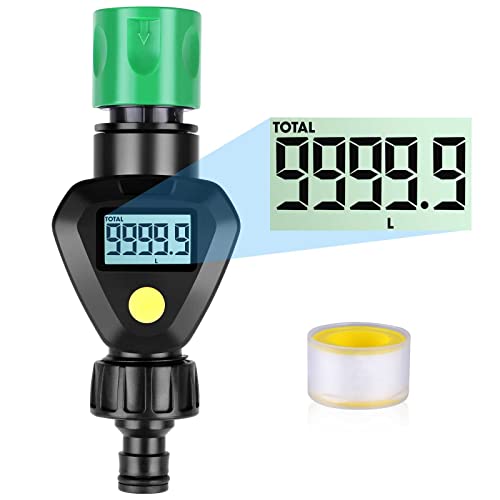 irribiz Water Flow Meter RV Hose Meter Flowmeter with Quick Connectors, Measure Gallon Liter Usage and Flow Rate for Garden Faucet, Plant, Flower, Sprinkler, Swimming Pool