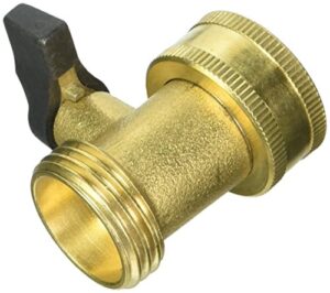 e-zoe 03v heavy duty brass garden hose connector with shut off valve single brass water hose parts 3/4 inlet and outlet thread with comfort grip to control water flow