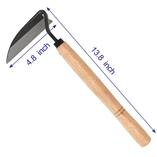 BOHAI Weeding Sickle, Japanese Style Sickle Garden Hoe Hand Weeder Tool Very Sharp Edge(Full Size)