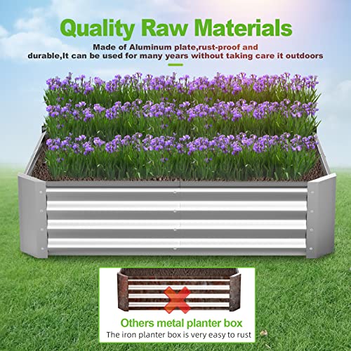 Raised Garden Bed Outdoor Aluminum Planter Box Kit for Vegetables Flower Herb, 2 Sets, 38x38x12 in