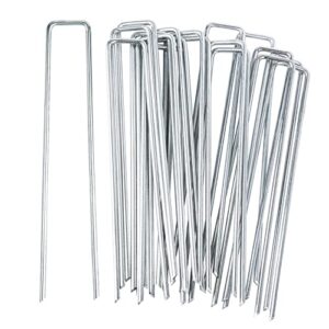 Sukh Landscape Staples - Landscape Fabric Staples 18 Pcs 6 Inch 11 Gauge Garden Galvanized Landscaping Lawn Staples Garden Stakes for Weed Barrier Fabric Ground Cover Dripper Irrigation Tubing Soaker