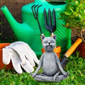 Funny Guy Mugs Garden Gnome Statue - Middle Finger Cat - Indoor/Outdoor Garden Gnome Sculpture for Patio, Yard or Lawn