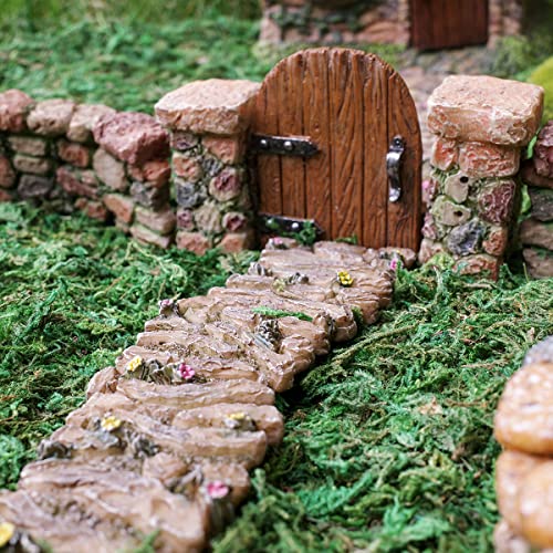 TG,LLC Treasure Gurus Miniature Stone Pillar Wood Gate Fairy Garden Ornament Dollhouse Decor Accessory