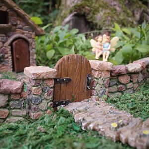 TG,LLC Treasure Gurus Miniature Stone Pillar Wood Gate Fairy Garden Ornament Dollhouse Decor Accessory