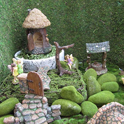 TG,LLC Treasure Gurus Miniature Stone Pillar Wood Gate Fairy Garden Ornament Dollhouse Decor Accessory