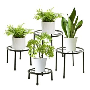 ailibre 4-pack metal plant stands, heavy duty iron flower pot stand, indoor outdoor metal rustproof planter container round supports display rack for home & garden decor