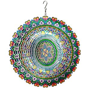 eiryhope wind spinner mandala rich love 12inch 3d stainless steel garden sculpture worth gift laser cut hanging wind spinners metal kinetic yard art decorations indoor/outdoor décor