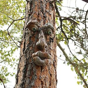 eiiorpo tree faces decor outdoor,tree face outdoor statues old man tree hugger bark ghost face facial features decoration funny yard art garden decorations for halloween easter creative props.(d)