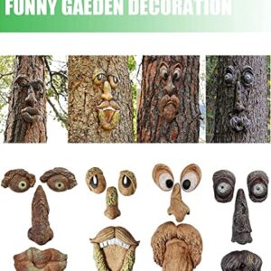 EIIORPO Tree Faces Decor Outdoor,Tree Face Outdoor Statues Old Man Tree Hugger Bark Ghost Face Facial Features Decoration Funny Yard Art Garden Decorations for Halloween Easter Creative Props.(D)