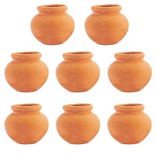 Hiawbon Miniature Tiny Clay Pots Pottery Planter Mini Flower Terra Cotta Pots for DIY Garden Plants and Office/Desktop/Windowsill Decoration ,8 Pcs