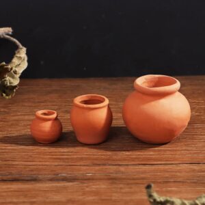 Hiawbon Miniature Tiny Clay Pots Pottery Planter Mini Flower Terra Cotta Pots for DIY Garden Plants and Office/Desktop/Windowsill Decoration ,8 Pcs