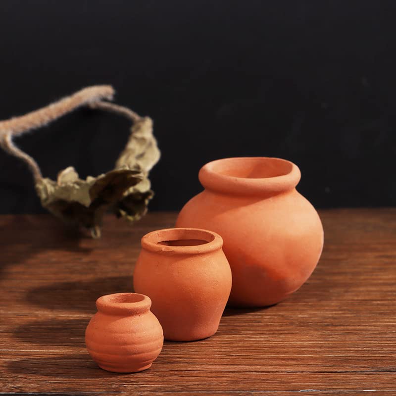 Hiawbon Miniature Tiny Clay Pots Pottery Planter Mini Flower Terra Cotta Pots for DIY Garden Plants and Office/Desktop/Windowsill Decoration ,8 Pcs