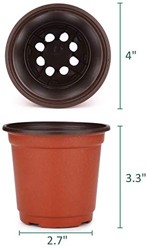 GROWNEER 120 Packs 4 Inches Plastic Plant Nursery Pots with 15 Pcs Plant Labels, Seed Starting Pot Flower Plant Container for Succulents, Seedlings, Cuttings, Transplanting
