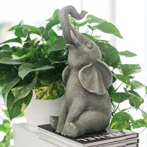 Outdoor Good Luck Elephant Statue with Raised Trunk Garden Decor - Garden Patio Home & Office Decor Housewarming Gift