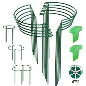 blika 20 pack garden plant support stake, 10″ wide x 16″ high half round metal plant stake, plant supports for outdoor plants, outdoor tall plant support ring cage, plant support rings