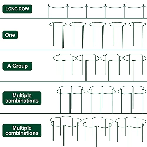 BLIKA 20 Pack Garden Plant Support Stake, 10" Wide x 16" High Half Round Metal Plant Stake, Plant Supports for Outdoor Plants, Outdoor Tall Plant Support Ring Cage, Plant Support Rings