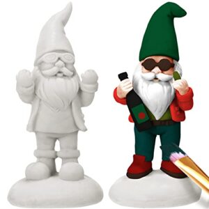 2 pcs gnomes to paint naughty unpainted gnomes ceramic paint your own gnome statues naughty gnomes diy paintable figurines wizard gnome for garden lawn yard outdoor decor