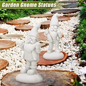 2 Pcs Gnomes to Paint Naughty Unpainted Gnomes Ceramic Paint Your Own Gnome Statues Naughty Gnomes DIY Paintable Figurines Wizard Gnome for Garden Lawn Yard Outdoor Decor