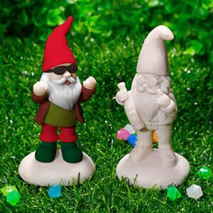 2 Pcs Gnomes to Paint Naughty Unpainted Gnomes Ceramic Paint Your Own Gnome Statues Naughty Gnomes DIY Paintable Figurines Wizard Gnome for Garden Lawn Yard Outdoor Decor