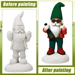 2 Pcs Gnomes to Paint Naughty Unpainted Gnomes Ceramic Paint Your Own Gnome Statues Naughty Gnomes DIY Paintable Figurines Wizard Gnome for Garden Lawn Yard Outdoor Decor