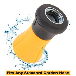 Hicello Fireman Hose Nozzle, Yellow Garden Hose Nozzle, High Pressure Sprayer Nozzle for Car Washing, Patio Cleaning, Watering Lawn and Garden, Universal Fit Garden Hoses
