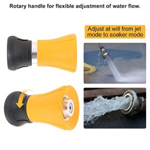 Hicello Fireman Hose Nozzle, Yellow Garden Hose Nozzle, High Pressure Sprayer Nozzle for Car Washing, Patio Cleaning, Watering Lawn and Garden, Universal Fit Garden Hoses