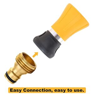 Hicello Fireman Hose Nozzle, Yellow Garden Hose Nozzle, High Pressure Sprayer Nozzle for Car Washing, Patio Cleaning, Watering Lawn and Garden, Universal Fit Garden Hoses