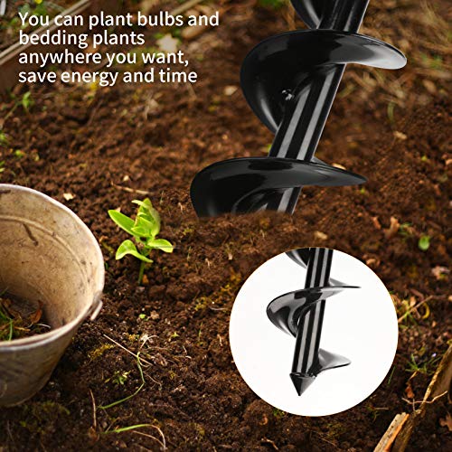 Laelr Garden Auger Drill, Earth Auger Drill with Non-Slip Handle, Post Hole Digger, 3.9"x23.6" Garden Auger Spiral Drill Rapid Planter, Fence Post Auger for Planting Trees, Deep Cultivating, Seedlings
