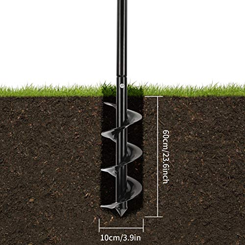 Laelr Garden Auger Drill, Earth Auger Drill with Non-Slip Handle, Post Hole Digger, 3.9"x23.6" Garden Auger Spiral Drill Rapid Planter, Fence Post Auger for Planting Trees, Deep Cultivating, Seedlings