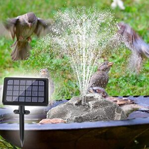 solar fountain bird bath with solar panel, rockery granite water bubbler with 5 nozzles solar water fountain for birdbath outdoor, pond, patio garden, and fish tank