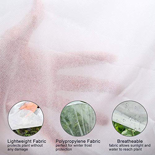 Kasbon Plant Covers Freeze Protection & Plant Blanket Fabric 8Ft x 26Ft Rectangle Plant Cover for Winter Frost Protection & Plant Growth Season(Includes 6pcs Garden Stakes)