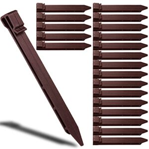 aoipend 30 pack plastic terrace board stakes landscape edging stakes, 10 inch heavy duty garden stakes, brown anchoring spikes for flowerbed edging terrace board weed fabric, and outdoor tent pegs