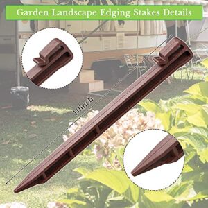 Aoipend 30 Pack Plastic Terrace Board Stakes Landscape Edging Stakes, 10 inch Heavy Duty Garden Stakes, Brown Anchoring Spikes for Flowerbed Edging Terrace Board Weed Fabric, and Outdoor Tent Pegs