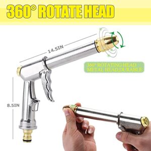 FOR 4/8'' hose Multi Pattern Heavy Duty Watering Gun -Adjustable Garden Hose Nozzle -Powerful High Pressure Water Watering Pistol For Car Wash,Lawn & Garden Watering,For Home Use,Hose Spray Attachment