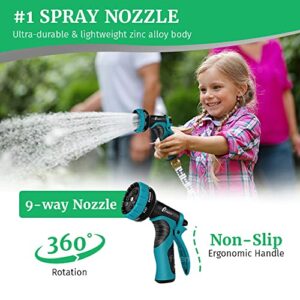 OUTMILE 25FT Expandable Garden Hose with 9-Way Ergonomic Metal Spray Nozzle, Anti-Kink Flexible Garden Hose, Premium Brass Connectors, Durable Anti-Leak Fabric, Bonus 2-Way Splitter, Storage Bag